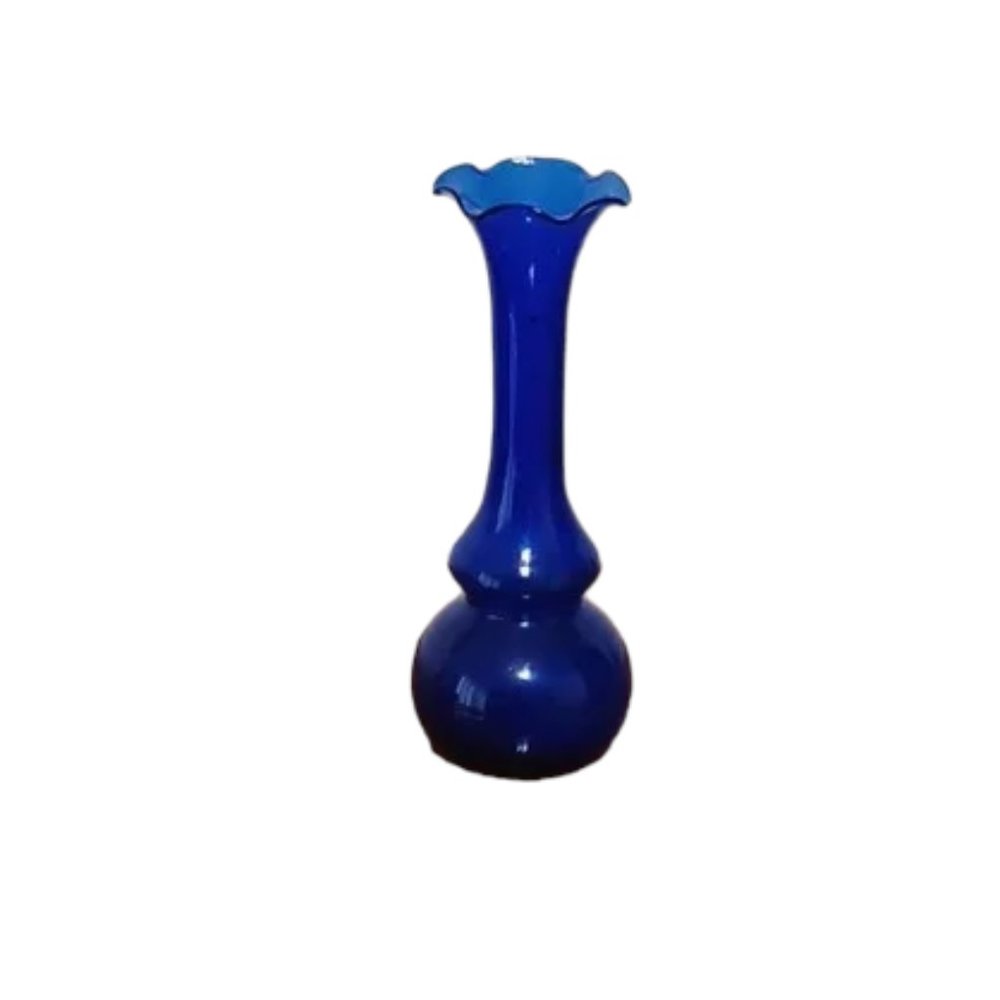 Cobalt blue bud vase with fluted top.